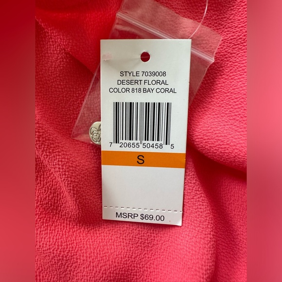 NWT CeCe Pleated Halter Tank Top - Bay Coral - Size Small - Picture 5 of 7